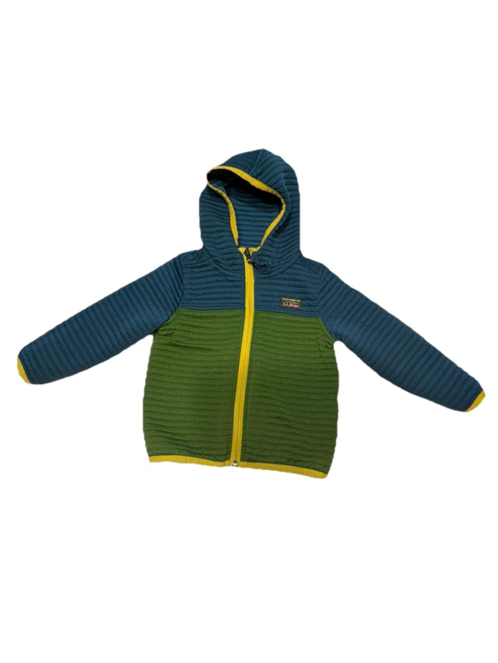 L.L. Bean Kids Airlight Full-Zip Colorblock Hoodie Jacket Boys 2T Blue Green Zip